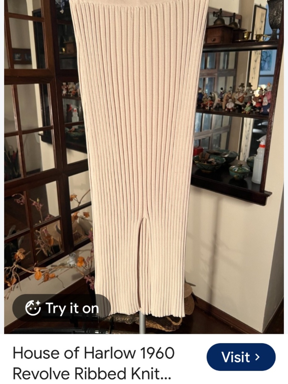 NWt HOUSE OF HARLOW 1860 cream ribbed maxi skirt  small